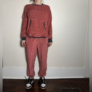 Simply Vera Wang Red Animal Print Matching Sweats Set Size Large